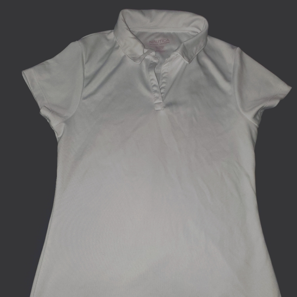 Girls Nautica White Polo Uniform Shirt